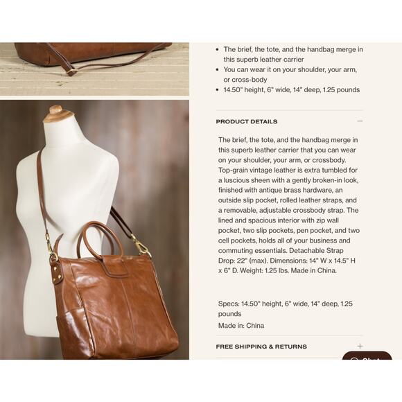 Hobo Sheila Crossbody leather tote Clay NWT - Picture 5 of 11